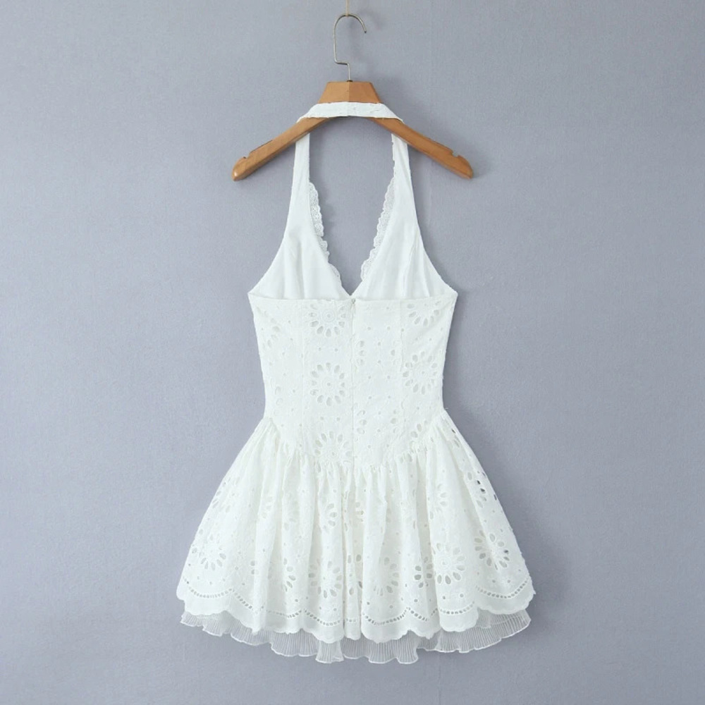 ZARA Lace Embroidered Halter Neck Bodycon Dress